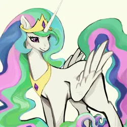 Size: 2480x2480 | Tagged: safe, artist:pangolin81, derpibooru import, princess celestia, alicorn, pony, female, image, jewelry, jpeg, mare, regalia, simple background, solo, white background