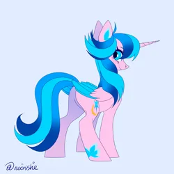 Size: 3000x3000 | Tagged: safe, artist:neonishe, derpibooru import, oc, oc:neon star, unofficial characters only, alicorn, pony, alicorn oc, horn, image, looking at you, looking back, looking back at you, png, solo, wings