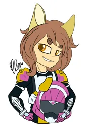 Size: 652x960 | Tagged: safe, artist:donnie-moon, derpibooru import, oc, oc:ferb fletcher, unofficial characters only, human, clothes, cosplay, costume, crossdressing, humanized, image, jpeg, kamen rider, kamen rider ex-aid, kamen rider poppy, pony ears, poppy pipopapo, solo, upper body
