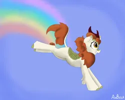 Size: 2000x1604 | Tagged: safe, artist:derpy_fan, derpibooru import, autumn blaze, kirin, image, png, rainbow, solo