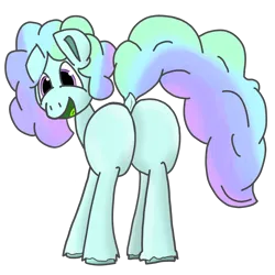 Size: 1500x1500 | Tagged: safe, derpibooru import, oc, oc:kristal (crystaline), unofficial characters only, earth pony, pony, butt, derpibooru exclusive, happy, image, looking at you, looking back, looking back at you, plot, png, rear view, simple background, smiling, smiling at you, solo, transparent background