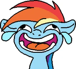 Size: 819x745 | Tagged: safe, artist:paintanon, edit, ponerpics import, rainbow dash, pony, crying laughing emoji, emoji, faic, female, image, laughing, meme, png, solo, wat