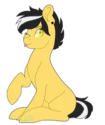 Size: 1600x1900 | Tagged: safe, artist:plixine, derpibooru import, oc, earth pony, pony, female, image, mare, one eye closed, png, simple background, solo, tongue out, transparent background, wink