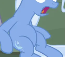Size: 1001x878 | Tagged: safe, derpibooru import, screencap, trixie, pony, unicorn, all bottled up, belly, cropped, g4, horn, image, open mouth, pictures of bellies, png, sitting, solo