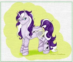 Size: 760x650 | Tagged: safe, artist:silvermoonbreeze, derpibooru import, oc, oc:moonbreeze, unofficial characters only, pony, unicorn, 2006, abstract background, body markings, facial markings, female, horn, image, jpeg, leg markings, mare, standing, unicorn oc