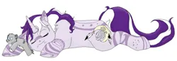 Size: 618x212 | Tagged: safe, artist:silvermoonbreeze, derpibooru import, oc, oc:moonbreeze, unofficial characters only, pony, unicorn, body markings, eyes closed, facial markings, female, filly, foal, horn, image, jpeg, leg markings, plushie, simple background, sleeping, unicorn oc, white background, younger