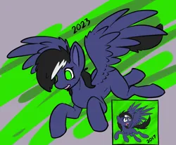 Size: 3041x2516 | Tagged: safe, artist:sarek aran desian, oc, unnamed oc, unofficial characters only, pegasus, pony, abstract background, blank flank, female, flying, grin, image, mare, open smile, png, redraw, smiling, solo, spread wings, tail, wings