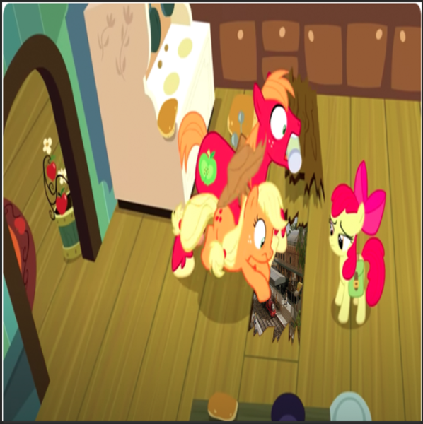 Size: 610x612 | Tagged: safe, artist:polorenzielephant, derpibooru import, edit, edited screencap, screencap, apple bloom, applejack, big macintosh, earth pony, pony, the perfect pear, female, filly, foal, g4, image, male, mare, meme, photoshop, png, skarloey, stallion, thomas and friends, thomas the tank engine