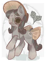 Size: 1280x1708 | Tagged: safe, artist:pinalatty, derpibooru import, oc, unofficial characters only, earth pony, pony, abstract background, adoptable, bow, eyepatch, female, hat, image, jpeg, mare, solo, tail, tail bow