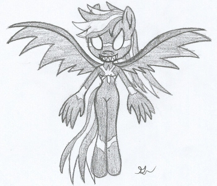 Size: 1024x877 | Tagged: safe, artist:lol20, derpibooru import, rainbow dash, anthro, pegasus, pony, breasts, busty rainbow dash, corrupted, female, grin, image, jpeg, mare, smiling, solo, solo female, spread wings, story included, symbiote invasion, toothy grin, venom, wings