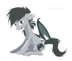 Size: 800x675 | Tagged: safe, artist:kaermter, derpibooru import, oc, unofficial characters only, bat pony, pony, ear tufts, fangs, image, png, simple background, sitting, transparent background