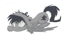 Size: 1200x675 | Tagged: safe, artist:kaermter, derpibooru import, oc, unofficial characters only, pegasus, pony, image, lying down, png, prone, simple background, transparent background