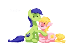 Size: 1800x1125 | Tagged: safe, artist:kaermter, derpibooru import, oc, unofficial characters only, earth pony, pony, duo, female, image, lying down, mare, png, prone, simple background, transparent background