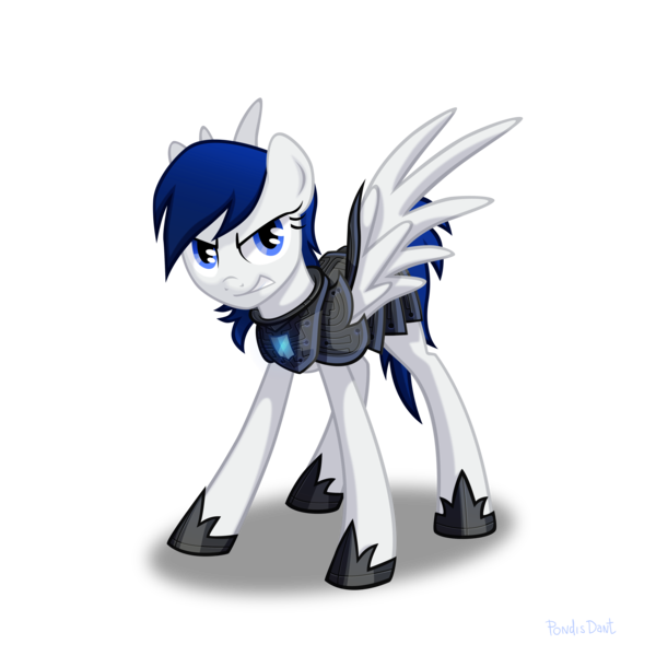 Size: 4224x4224 | Tagged: safe, artist:kaermter, derpibooru import, oc, unofficial characters only, pegasus, pony, armor, commission, hoof shoes, image, png, spread wings, wings