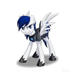 Size: 4224x4224 | Tagged: safe, artist:kaermter, derpibooru import, oc, unofficial characters only, pegasus, pony, armor, commission, hoof shoes, image, png, spread wings, wings