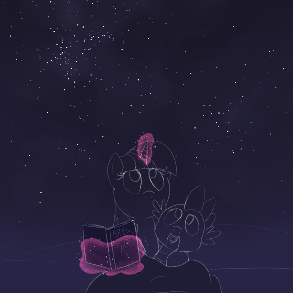 Size: 2160x2160 | Tagged: safe, artist:dtcx97, derpibooru import, spike, twilight sparkle, dragon, pony, cute, explicit source, image, mama twilight, png, spikabetes, stargazing, twiabetes