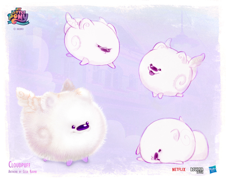 Size: 2492x1985 | Tagged: safe, artist:celia kaspar, derpibooru import, cloudpuff, dog, pomeranian, g5, concept art, flying pomeranian, image, jpeg, winged dog