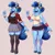 Size: 2136x2116 | Tagged: safe, artist:whatsapokemon, derpibooru import, oc, oc:heart song, unofficial characters only, anthro, crystal pony, unguligrade anthro, blue hair, bracelet, clothes, hooves, image, jacket, jewelry, necklace, outfit, png, reference, skirt, socks, solo, tanktop, thigh highs, workout outfit, zettai ryouiki