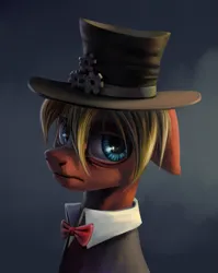 Size: 1417x1782 | Tagged: safe, artist:kaermter, derpibooru import, oc, unofficial characters only, pony, bags under eyes, bowtie, clothes, hat, image, male, png, stallion, steampunk, top hat