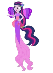 Size: 619x850 | Tagged: safe, artist:selenaede, artist:user15432, derpibooru import, twilight sparkle, twilight sparkle (alicorn), alicorn, fairy, human, mermaid, equestria girls, alternate hairstyle, base used, clothes, crossover, cutie mark on human, fairy wings, fairyized, fins, fish tail, flower, flower in hair, g4, image, mermaid fairy, mermaid tail, mermaidix, mermaidized, mermay, open mouth, open smile, png, ponied up, purple wings, simple background, smiling, species swap, tail, transparent background, wings, winx, winx club, winxified