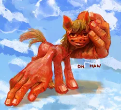 Size: 1280x1163 | Tagged: safe, artist:kaermter, derpibooru import, oc, unofficial characters only, pegasus, pony, body horror, finger legs, hand wings, image, jpeg, nightmare fuel, solo, wat, wing hands, wings