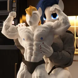 Size: 2200x2200 | Tagged: safe, artist:dashie116, derpibooru import, oc, oc:atom quanto, oc:daria quanto, unofficial characters only, anthro, earth pony, pony, 3d, abs, anthro oc, armpits, bicep flex, biceps, bodybuilder, breasts, busty oc, clothes, daz studio, duo, earth pony oc, female, flexing, high res, image, looking at you, male, male nipples, mare, mother and child, mother and son, muscles, muscular female, muscular male, nipples, nudity, pecs, png, pose, size difference, smiling, teenager, thighs, thunder thighs, triceps