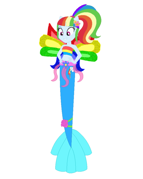 Size: 641x803 | Tagged: safe, artist:selenaede, artist:user15432, derpibooru import, rainbow dash, fairy, human, mermaid, equestria girls, alternate hairstyle, base used, clothes, colored wings, crossover, cutie mark on human, fairy wings, fairyized, fins, fish tail, flower, flower in hair, g4, hand on hip, image, mermaid fairy, mermaid tail, mermaidix, mermaidized, mermay, multicolored wings, png, ponied up, ponytail, rainbow wings, simple background, smiling, species swap, strapless, tail, transparent background, wings, winx, winx club, winxified