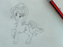 Size: 2160x1609 | Tagged: safe, artist:shpinat9, derpibooru import, starlight glimmer, pony, female, image, jpeg, mare, pencil drawing, sketch, solo, traditional art