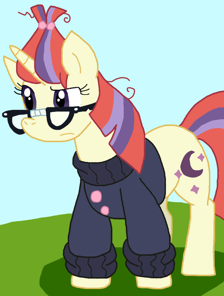 Size: 833x1102 | Tagged: safe, artist:cmara, derpibooru import, moondancer, pony, unicorn, clothes, female, g4, glasses, horn, image, png, solo, sweater