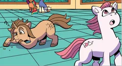 Size: 742x402 | Tagged: safe, derpibooru import, idw, official, unnamed character, unnamed pony, earth pony, pony, unicorn, g5, my little pony: tell your tale, spoiler:comic, spoiler:g5, spoiler:g5comic, cropped, cutie mark, female, horn, image, male, mare, my little pony: kenbucky roller derby, official comic, png, stallion