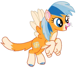 Size: 717x648 | Tagged: safe, artist:ncolque, derpibooru import, oc, oc:sunlight mist, pegasus, pony, flying, hybrid pony, image, pegasus cat, png, simple background, smiling, transparent background