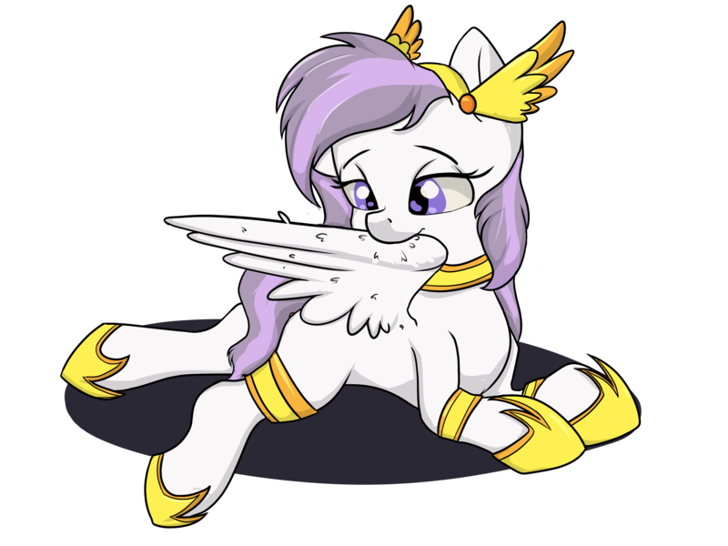 Size: 4000x3001 | Tagged: safe, artist:dumbwoofer, derpibooru import, oc, oc:athena (shawn keller), pegasus, pony, female, grooming, guardians of pondonia, image, jewelry, lying down, mare, png, preening, prone, simple background, solo, sploot, tiara, transparent background, wings