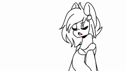 Size: 1280x720 | Tagged: safe, artist:dubby doodles, derpibooru import, oc, oc:zephyr corax, unofficial characters only, pegasus, accessory, animated, black and white, doodle, female, grayscale, image, monochrome, sassy, solo, solo female, swearing, voice, vulgar, webm