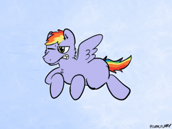 Size: 2160x1620 | Tagged: safe, artist:felixmcfurry, derpibooru import, rainbow blaze, pegasus, animated, feral, flying, gif, gritted teeth, image, male, solo, solo male, static background, teeth, wind