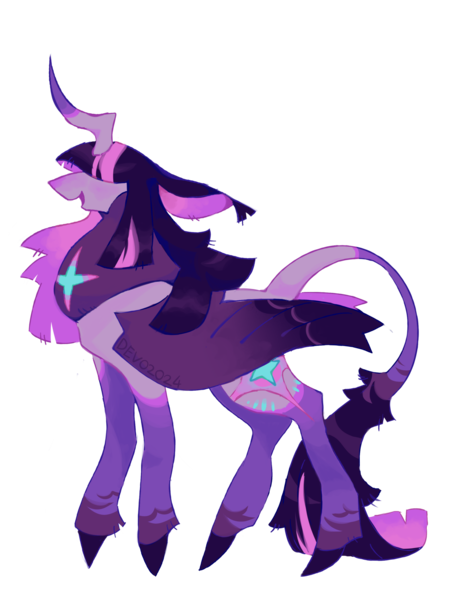 Size: 2048x2662 | Tagged: safe, artist:devogamer2, derpibooru import, part of a set, twilight sparkle, twilight sparkle (alicorn), alicorn, pony, alternate color palette, alternate cutie mark, alternate design, alternate hairstyle, alternate tailstyle, bangs, big ears, chest fluff, coat markings, colored eartips, colored fetlocks, colored hooves, colored horn, colored pinnae, colored wings, crooked horn, female, floppy ears, g4, hair over eyes, high res, horn, image, large wings, leonine tail, long mane, long tail, mare, multicolored mane, multicolored tail, open mouth, open smile, png, pointy hooves, profile, purple coat, redesign, signature, simple background, smiling, socks (coat marking), solo, standing, tail, transparent background, twitterina design, two toned wings, unshorn fetlocks, wings