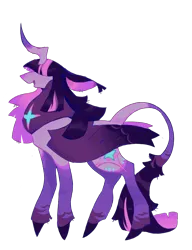 Size: 2048x2662 | Tagged: safe, artist:devogamer2, derpibooru import, part of a set, twilight sparkle, twilight sparkle (alicorn), alicorn, pony, alternate color palette, alternate cutie mark, alternate design, alternate hairstyle, alternate tailstyle, bangs, big ears, chest fluff, coat markings, colored eartips, colored fetlocks, colored hooves, colored horn, colored pinnae, colored wings, crooked horn, female, floppy ears, g4, hair over eyes, high res, horn, image, large wings, leonine tail, long mane, long tail, mare, multicolored mane, multicolored tail, open mouth, open smile, png, pointy hooves, profile, purple coat, redesign, signature, simple background, smiling, socks (coat marking), solo, standing, tail, transparent background, twitterina design, two toned wings, unshorn fetlocks, wings