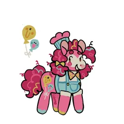 Size: 900x900 | Tagged: safe, artist:camo_ty, artist:camotty, derpibooru import, part of a set, pinkie pie, earth pony, pony, alternate accessories, alternate clothes, alternate cutie mark, alternate design, alternate hairstyle, alternate mane color, alternate tail color, bald face, beanbrows, blaze (coat marking), blushing, bow, bowtie, chef's hat, chubby, coat markings, colored eyebrows, colored hooves, colored muzzle, colored pinnae, curly mane, curly tail, dot eyes, eyebrows, facial markings, female, g4, hair bow, hat, heart nose, hooves, image, jpeg, long mane, long tail, looking back, mare, multicolored hooves, multicolored mane, multicolored tail, pigtails, pink coat, pink mane, pink tail, redesign, short, signature, simple background, smiling, solo, tail, tied mane, unshorn fetlocks, white background