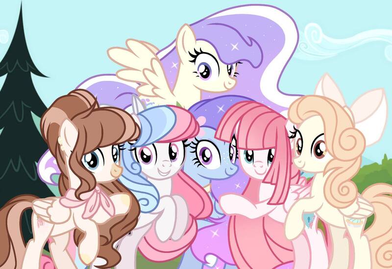 Size: 1782x1220 | Tagged: safe, artist:cstrawberrymilk, derpibooru import, oc, oc:dawn lust, oc:meringue pie, oc:moonlight lullaby, oc:strawberry dream, oc:strawberry milk, oc:swirl cloud, unofficial characters only, pegasus, pony, female, image, jpeg, mare