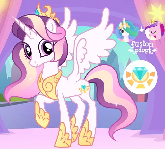 Size: 1280x1154 | Tagged: safe, artist:vi45, derpibooru import, princess cadance, princess celestia, alicorn, pony, female, fusion, fusion:princess cadance, fusion:princess celestia, image, mare, png