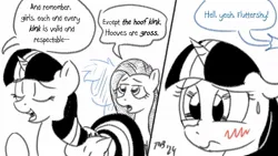 Size: 1200x675 | Tagged: safe, artist:pony-berserker, derpibooru import, fluttershy, rainbow dash, twilight sparkle, twilight sparkle (alicorn), alicorn, image, jpeg, kink, kink shaming, pony-berserker's twitter sketches, pony-berserker's twitter sketches (2024), vulgar