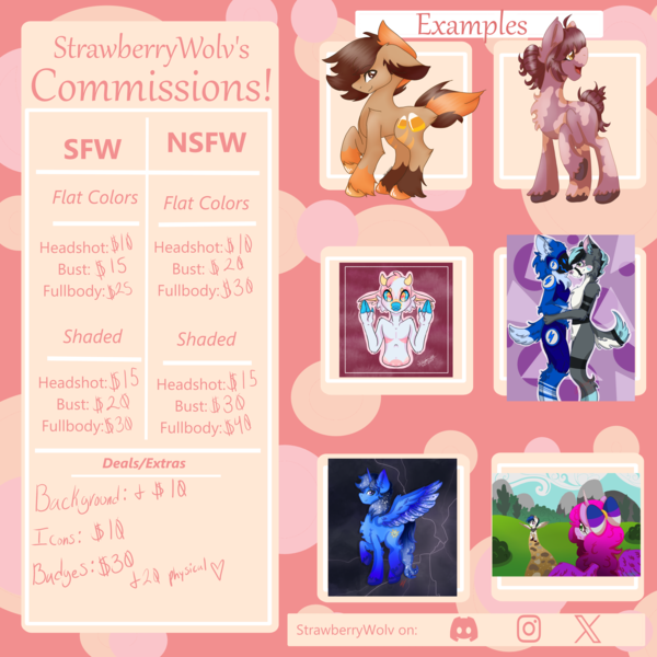 Size: 3508x3508 | Tagged: safe, artist:strawberrywolv, derpibooru import, advertisement, commission, commission info, furry, image, my little pony, png
