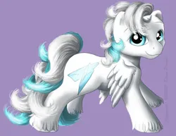 Size: 400x309 | Tagged: safe, artist:flyingpony, derpibooru import, oc, oc:iceberg (flyingpony), unofficial characters only, alicorn, pony, fanfic:worlds apart, g1, colt, foal, image, jpeg, lavender background, looking at you, male, male alicorn, male alicorn oc, simple background, solo