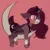 Size: 1008x1002 | Tagged: safe, artist:marsminer, edit, princess luna, oc, oc:bramble patch, alicorn, anthro, pony, canon x oc, cropped, ear fluff, fangs, female, floppy ears, fusion, image, mare, png, red background, simple background, slit pupils, solo, tangible celestial object, tangible heavenly object