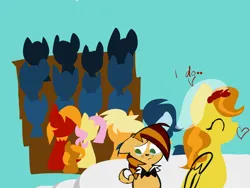 Size: 2048x1536 | Tagged: safe, artist:frozen4eva, derpibooru import, applejack, big macintosh, fluttershy, soarin', spitfire, oc, oc:peachy keen, oc:strong john, earth pony, hybrid, pegasus, pony, beard, bisony, blue background, bowtie, colt, crying, eyes closed, facial hair, female, fluttermac, foal, freckles, frown, heart, image, implied braeburn, implied spitburn, jpeg, male, marriage, offspring, parent:big macintosh, parent:braeburn, parent:fluttershy, parent:little strongheart, parents:braeheart, parents:fluttermac, ship:soarinjack, shipping, simple background, step-mother and step son, straight, veil, wedding, wedding veil