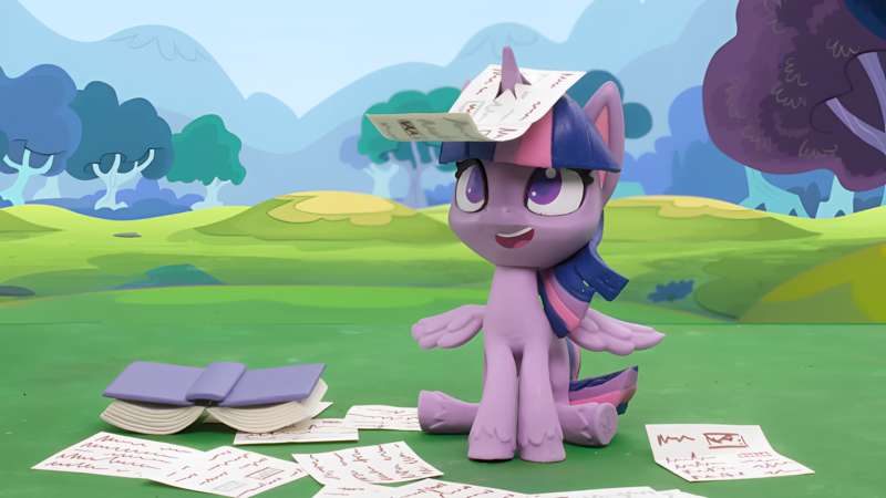 Size: 1920x1080 | Tagged: safe, derpibooru import, edit, edited screencap, screencap, twilight sparkle, alicorn, pony, my little pony: pony life, my little pony: stop motion short, cute, g4, image, png, smiling