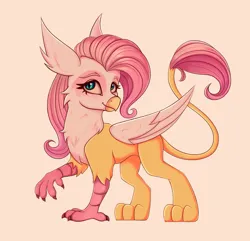 Size: 1890x1820 | Tagged: safe, artist:tanatos, derpibooru import, fluttershy, gryphon, collaboration, collaboration:bestiary of fluttershy, female, g4, griffonized, image, png, solo, species swap