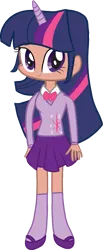 Size: 805x1957 | Tagged: safe, derpibooru import, twilight sparkle, human, bowtie, clothes, cute, female, g4, horn, horned humanization, humanized, image, png, shoes, simple background, skirt, socks, solo, sweater, sweater vest, tan skin, transparent background, twiabetes