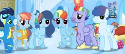 Size: 837x366 | Tagged: safe, ponerpics import, ponybooru import, bow hothoof, rainbow dash, soarin', windy whistles, oc, pegasus, pony, the last problem, female, image, jpeg, male, mare, offspring, older, older rainbow dash, parent:rainbow dash, parent:soarin', parents:soarindash, shipping, soarindash, stallion, straight