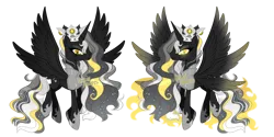 Size: 1280x641 | Tagged: safe, artist:dixieadopts, derpibooru import, oc, oc:nightmare sol, alicorn, pony, seraph, seraphicorn, crown, female, image, jewelry, mare, multiple wings, png, regalia, simple background, solo, transparent background, wings