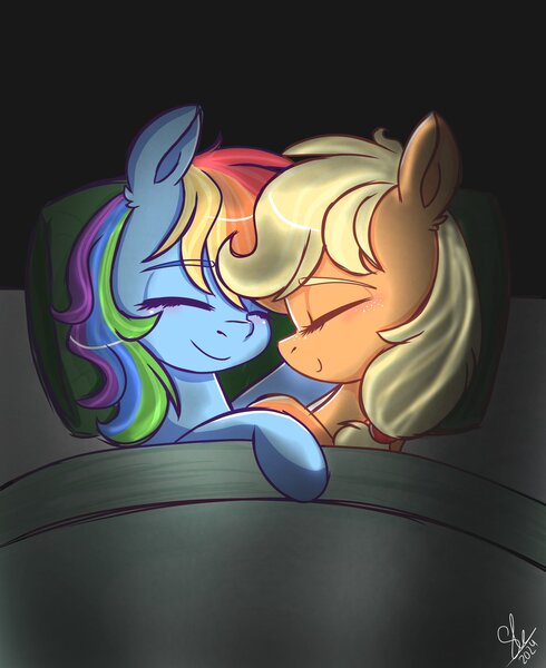 Size: 1672x2048 | Tagged: safe, artist:galaxy swirl, derpibooru import, applejack, rainbow dash, earth pony, pegasus, pony, appledash, female, image, jpeg, lesbian, shipping